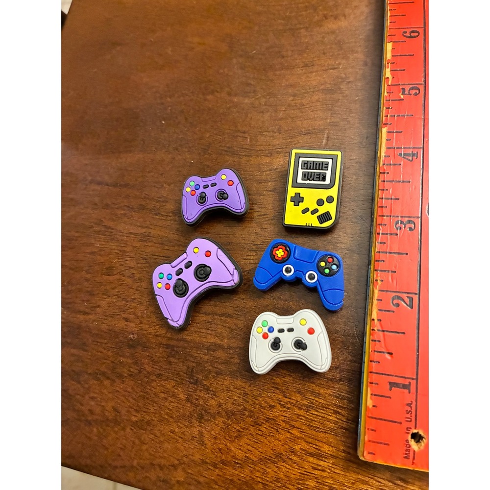 Gamer Shoe Charms 5 Piece Set Video Game Controller Retro Handheld Console PVC